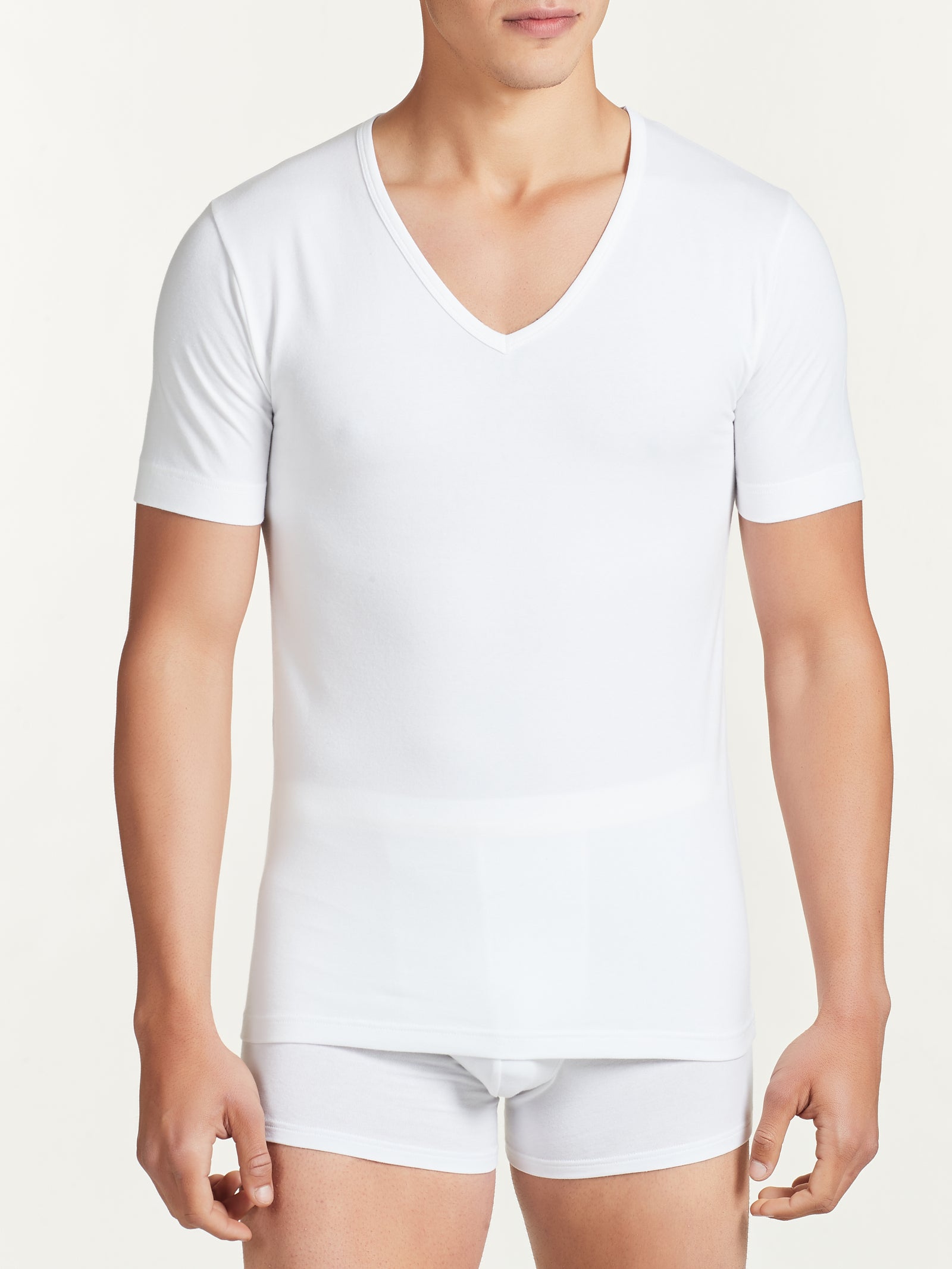 Dynamic - Maglietta scollo a V a manica corta in cotone elasticizzato Neri Uomo - Ragno