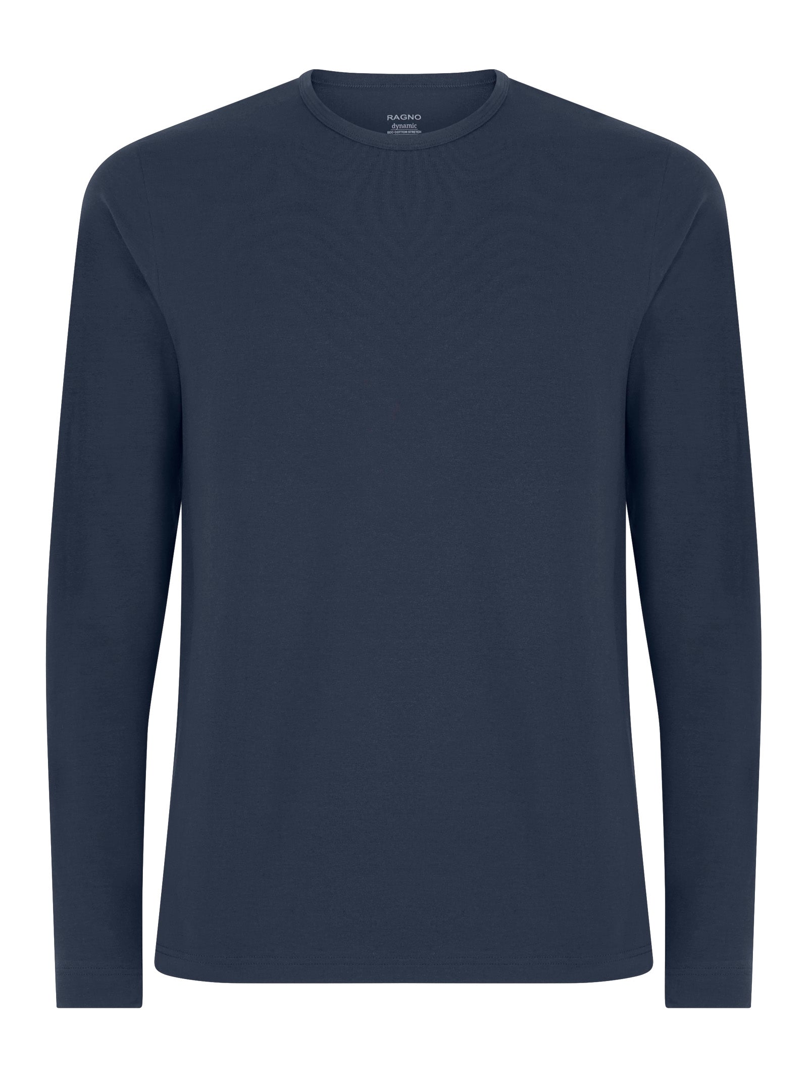 Dynamic - Maglietta girocollo a manica lunga in cotone elasticizzato Blu Uomo - Ragno