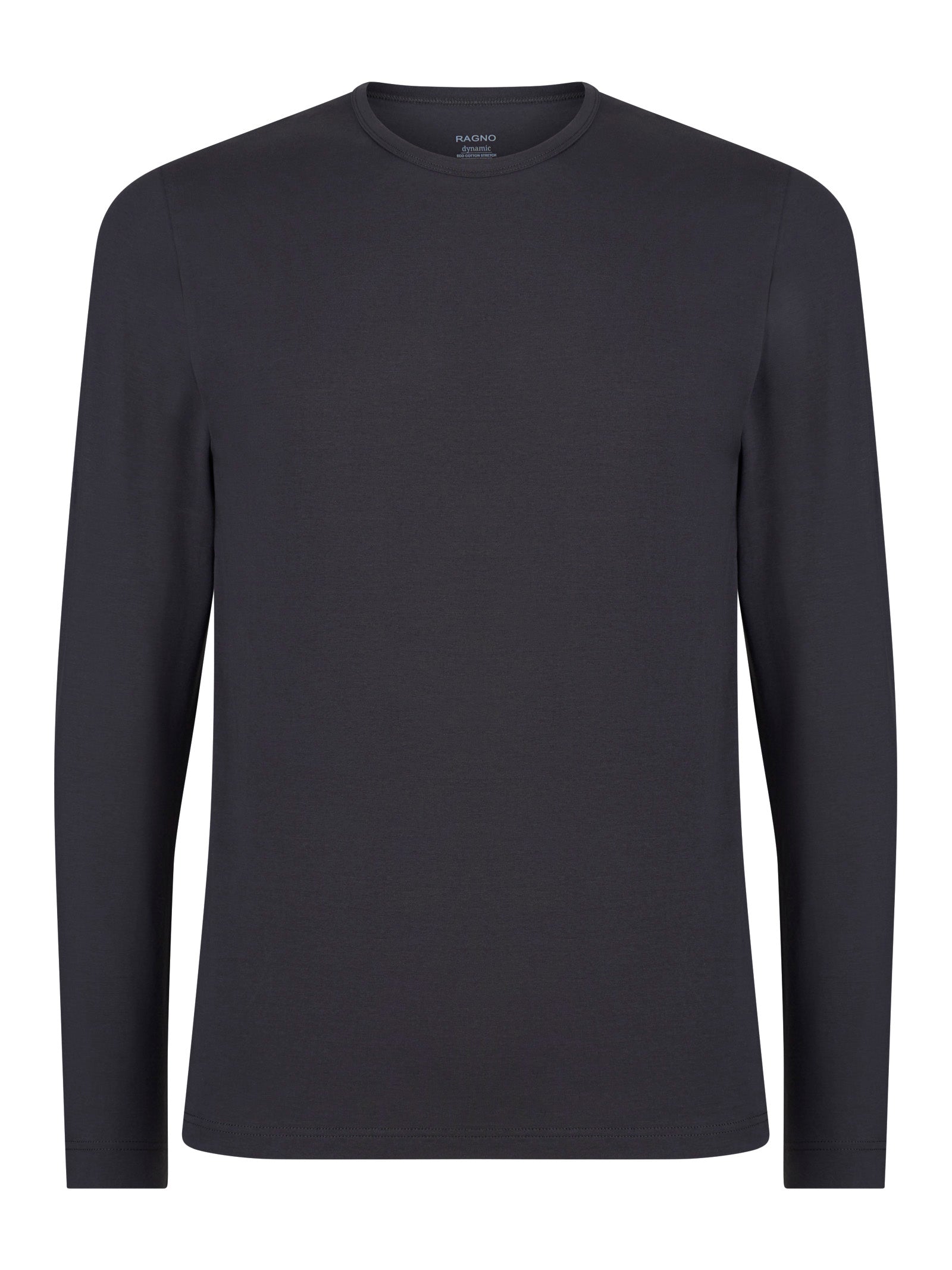 Dynamic - Maglietta girocollo a manica lunga in cotone elasticizzato Neri Uomo - Ragno