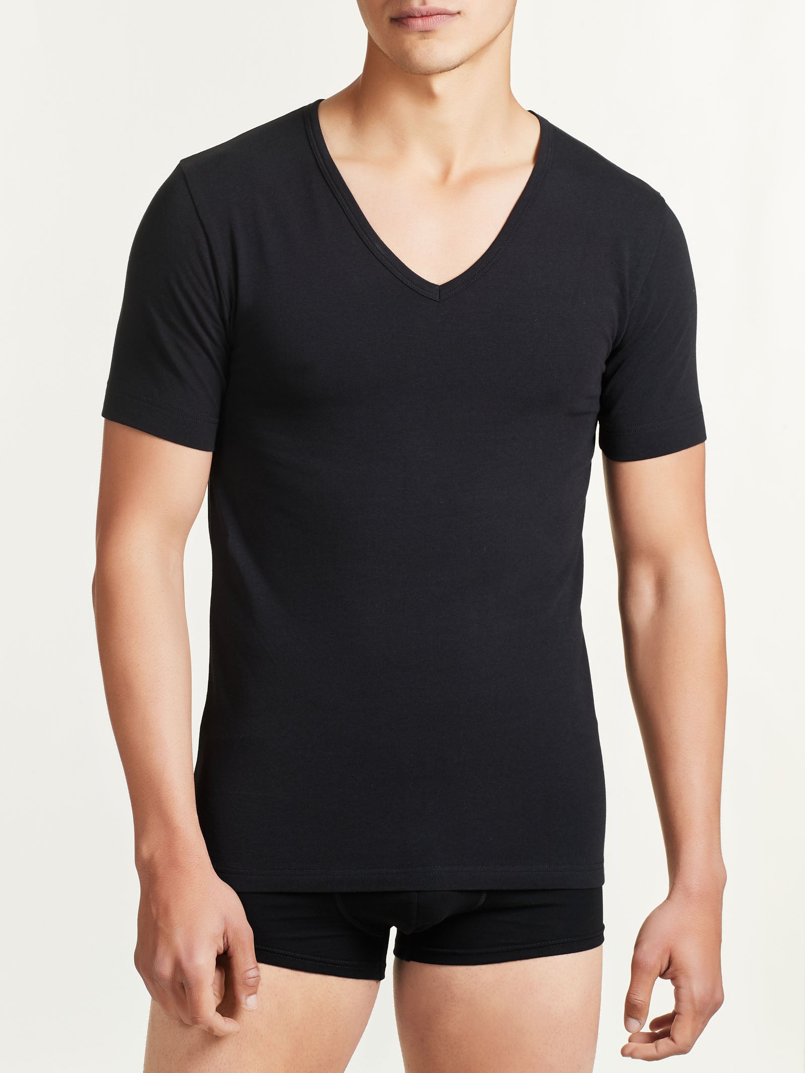 Dynamic - Maglietta scollo a V a manica corta in cotone elasticizzato Neri Uomo - Ragno