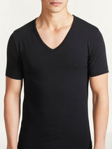 Dynamic - Maglietta scollo a V a manica corta in cotone elasticizzato Neri Uomo - Ragno