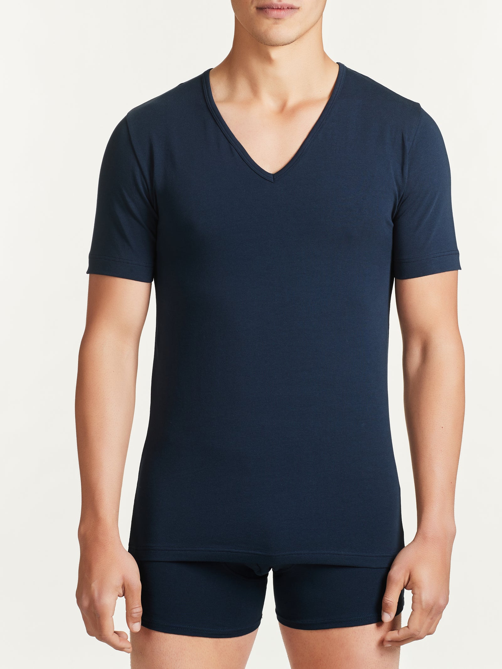 Dynamic - Maglietta scollo a V a manica corta in cotone elasticizzato Blu Uomo - Ragno