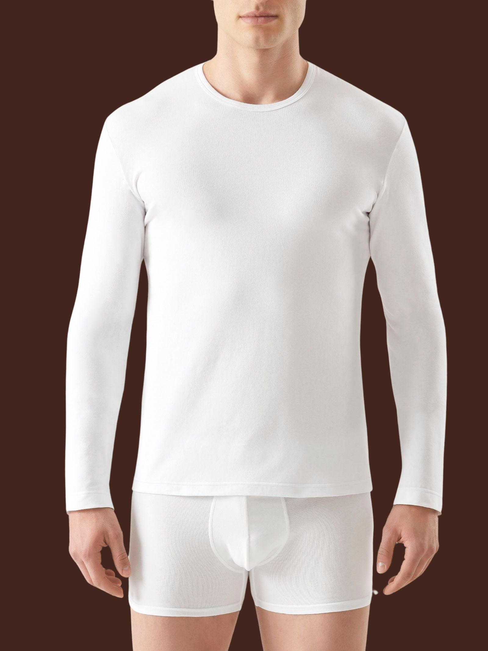 Dynamic - Maglietta girocollo a manica lunga in cotone elasticizzato Blu Uomo - Ragno