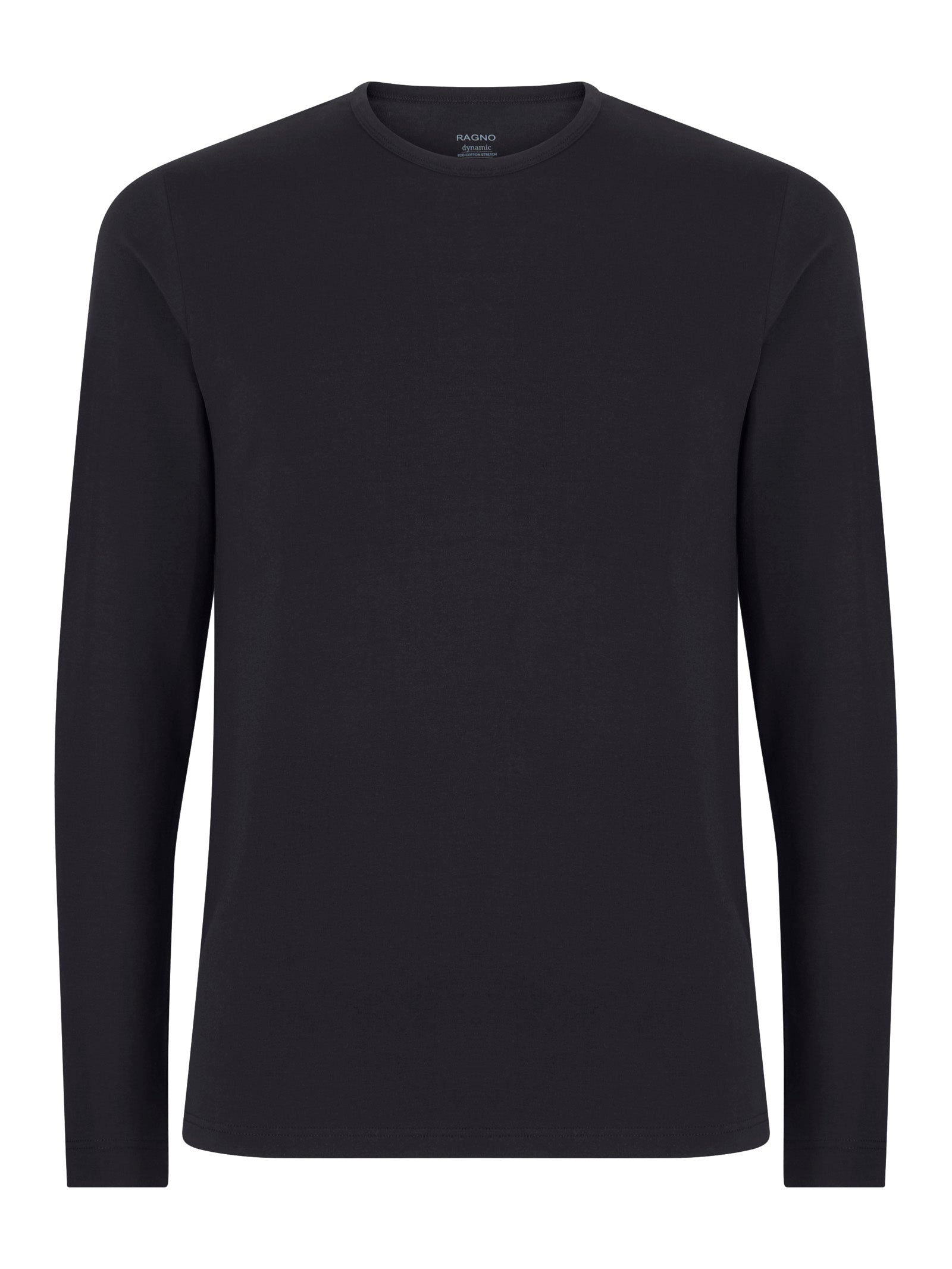 Dynamic - Maglietta girocollo a manica lunga in cotone elasticizzato Neri Uomo - Ragno