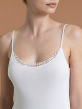 Filo di Scozia - Top in Filo di Scozia con pizzo Neri Donna - Ragno