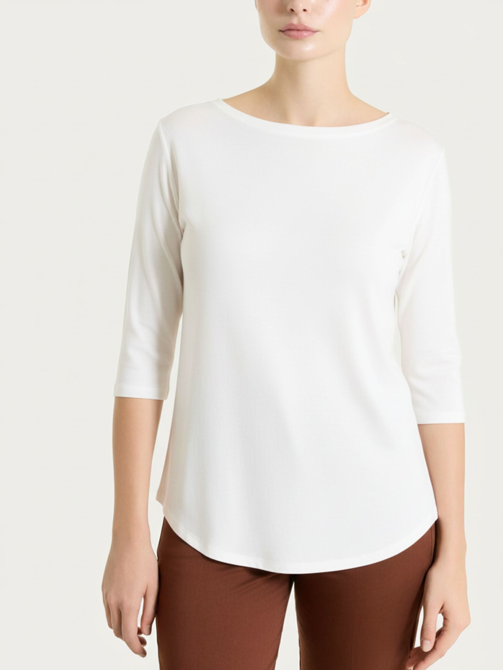 Camiseta en Viscosa Summer Blanco Cuello Barco - Ragno