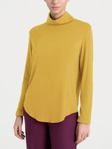 Jersey de cuello alto de jersey elástico de viscosa para mujer, color amarillo - Ragno