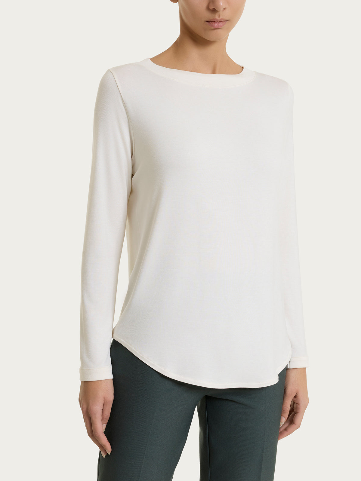 Maglietta con collo a barchetta in Jersey Strech Winter Viscosa Bianchi Donna - Ragno