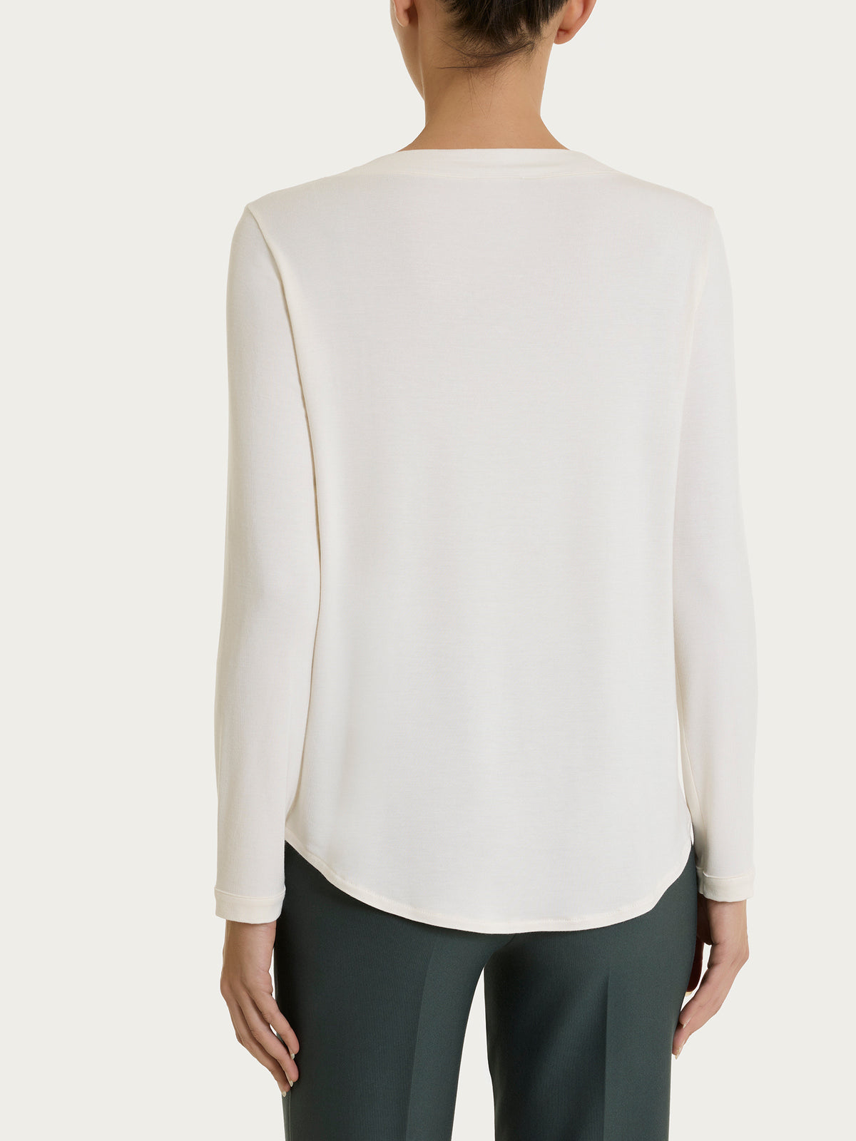 Maglietta con collo a barchetta in Jersey Strech Winter Viscosa Bianchi Donna - Ragno