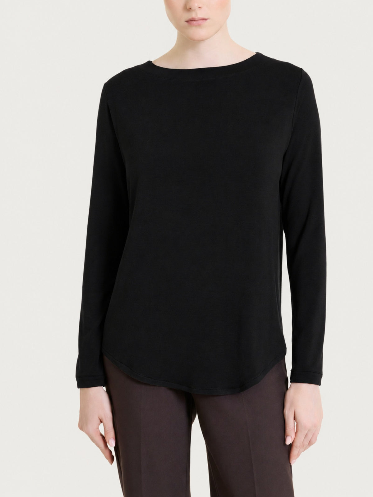 Maglietta con collo a barchetta in Jersey Strech Winter Viscosa Neri Donna - Ragno