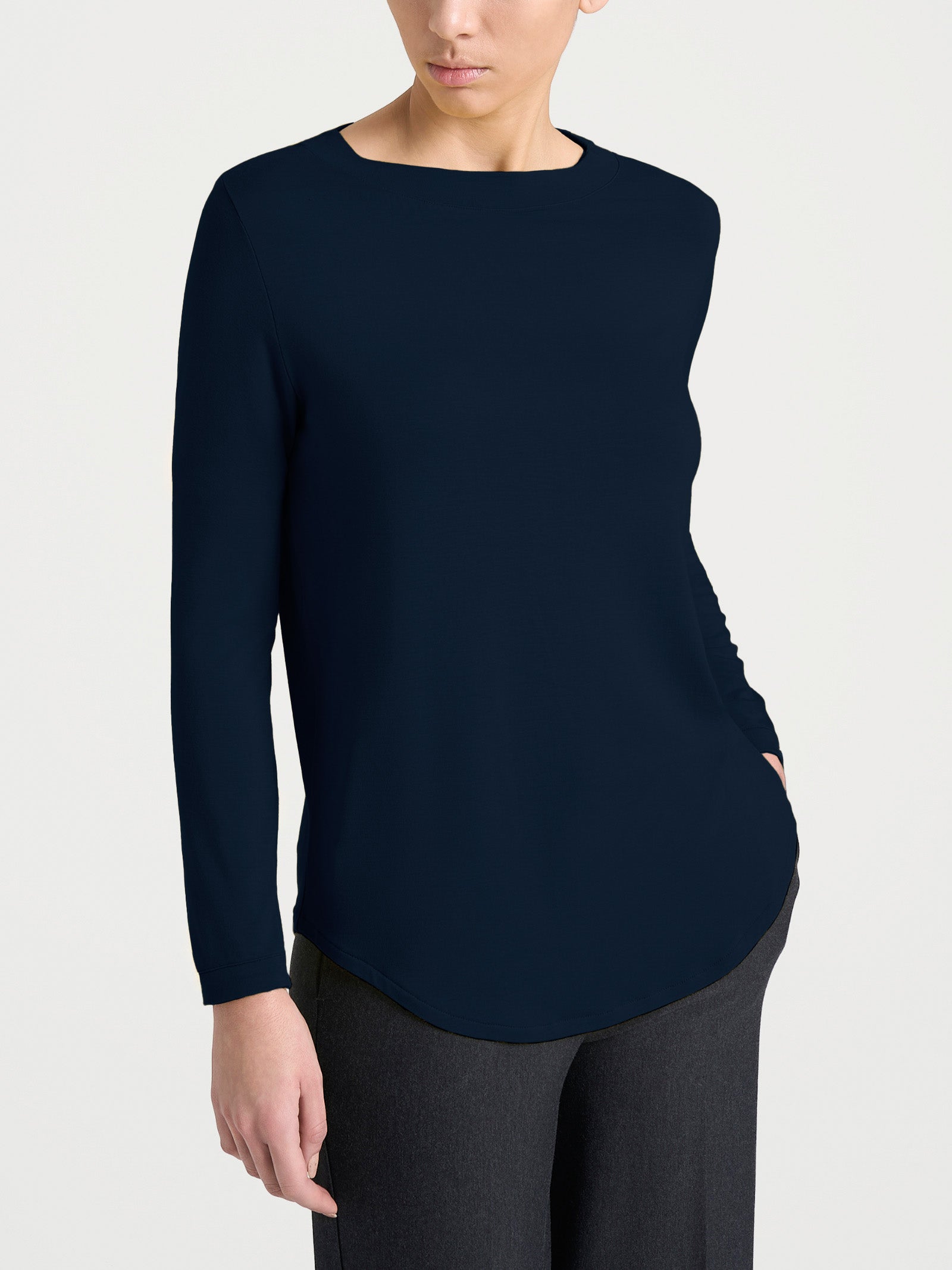 Maglietta con collo a barchetta in Eco Viscosa Blu Donna - Ragno