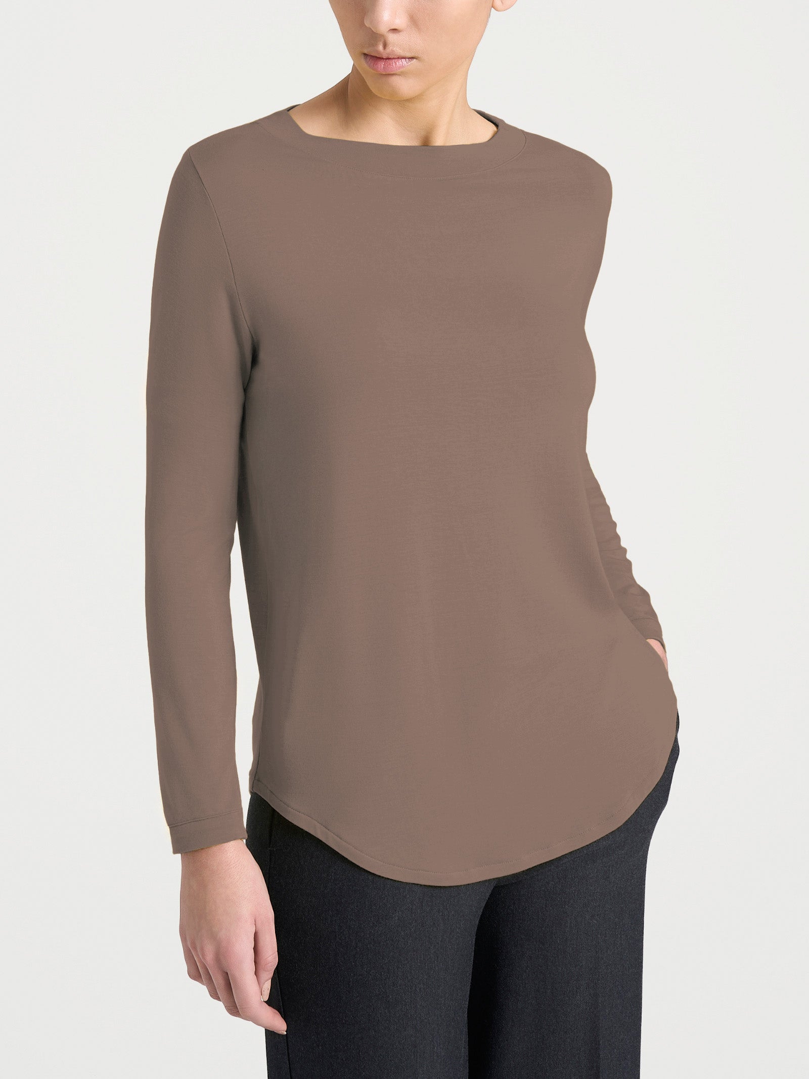 Maglietta con collo a barchetta in Eco Viscosa Marroni Donna - Ragno