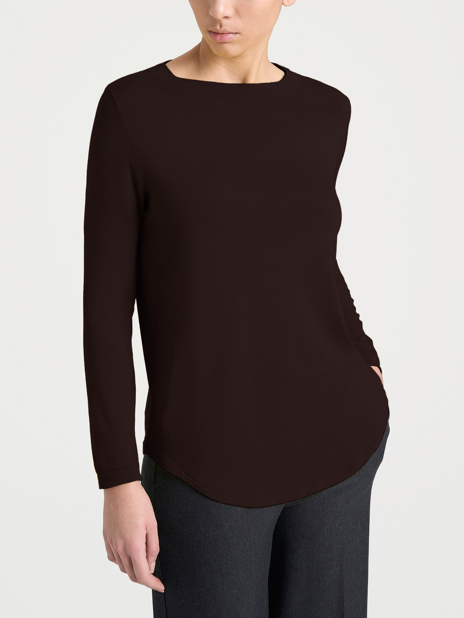 Maglietta con collo a barchetta in Eco Viscosa Marroni Donna - Ragno