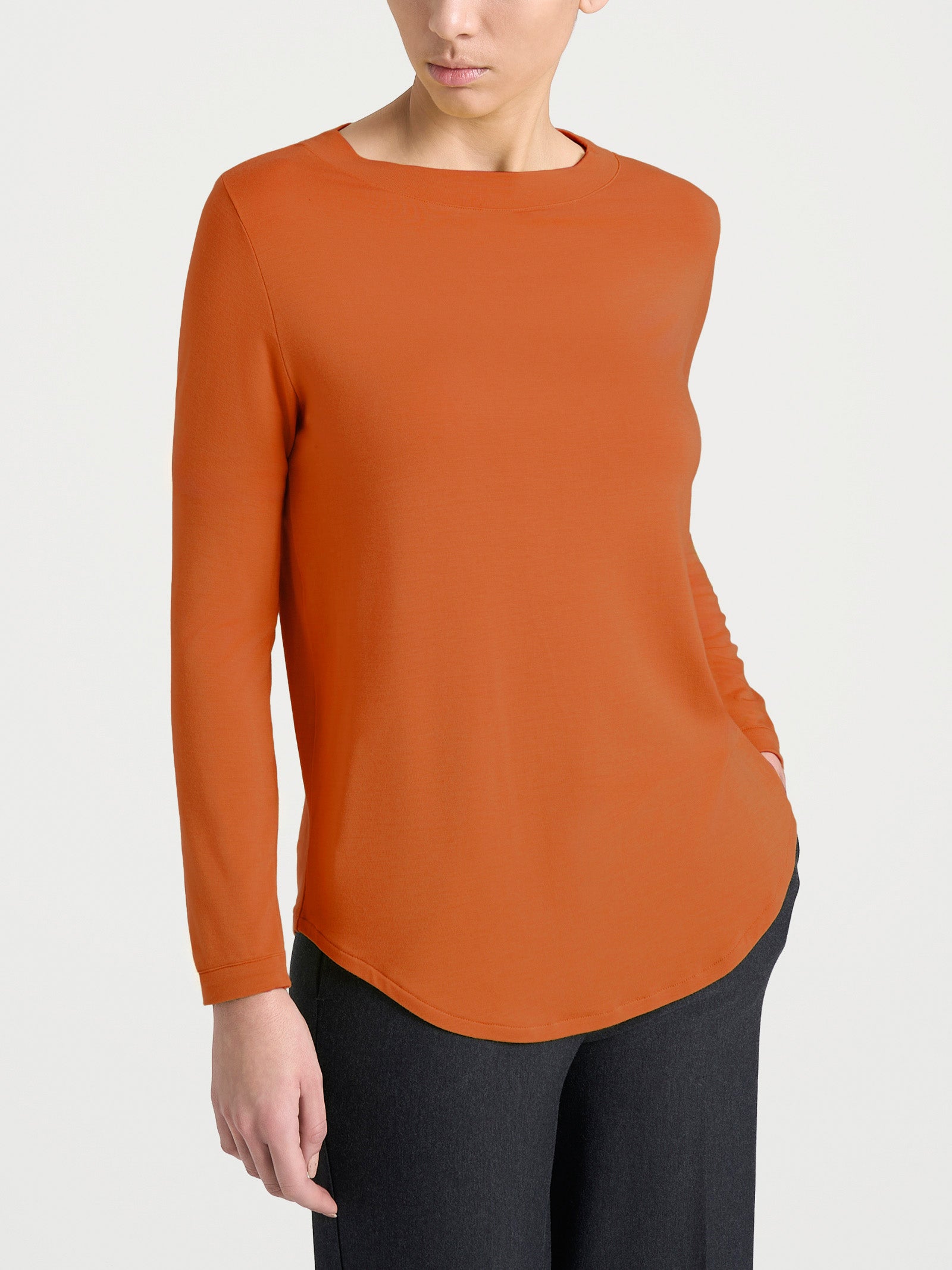 Maglietta con collo a barchetta in Eco Viscosa Arancioni Donna - Ragno
