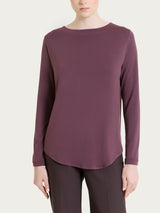 Maglietta con collo a barchetta in Jersey Strech Winter Viscosa Viola Donna - Ragno