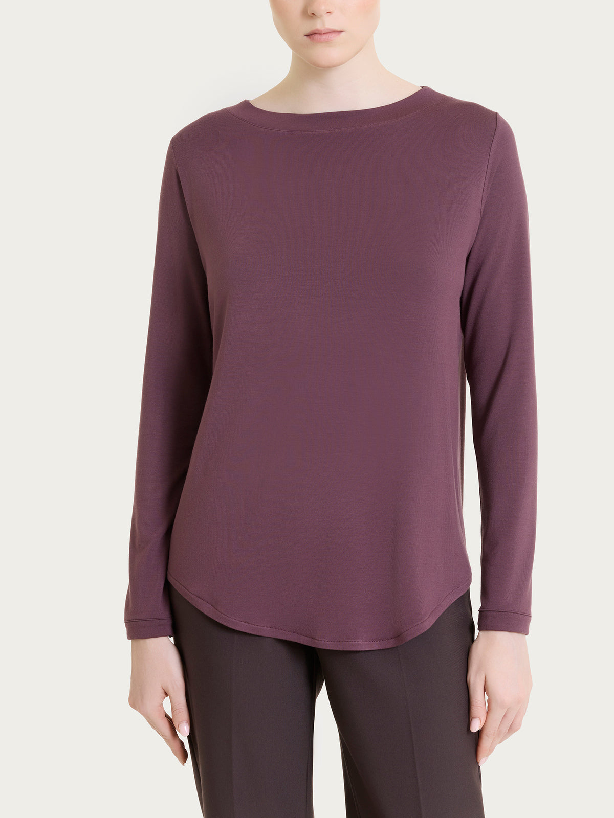 Maglietta con collo a barchetta in Jersey Strech Winter Viscosa Viola Donna - Ragno