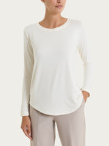 Maglietta girocollo con manica lunga in Jersey Strech Winter Viscosa Bianchi Donna - Ragno