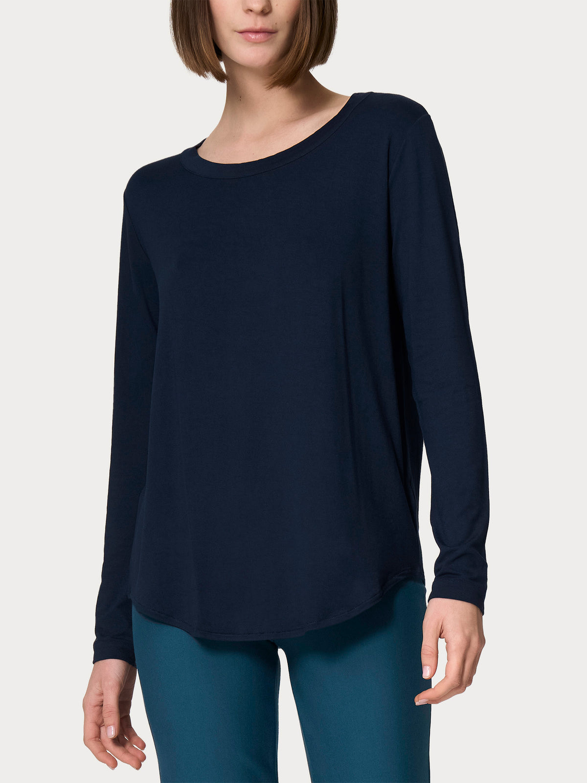 Maglietta girocollo con manica lunga in Jersey Strech Winter Viscosa Blu Donna - Ragno