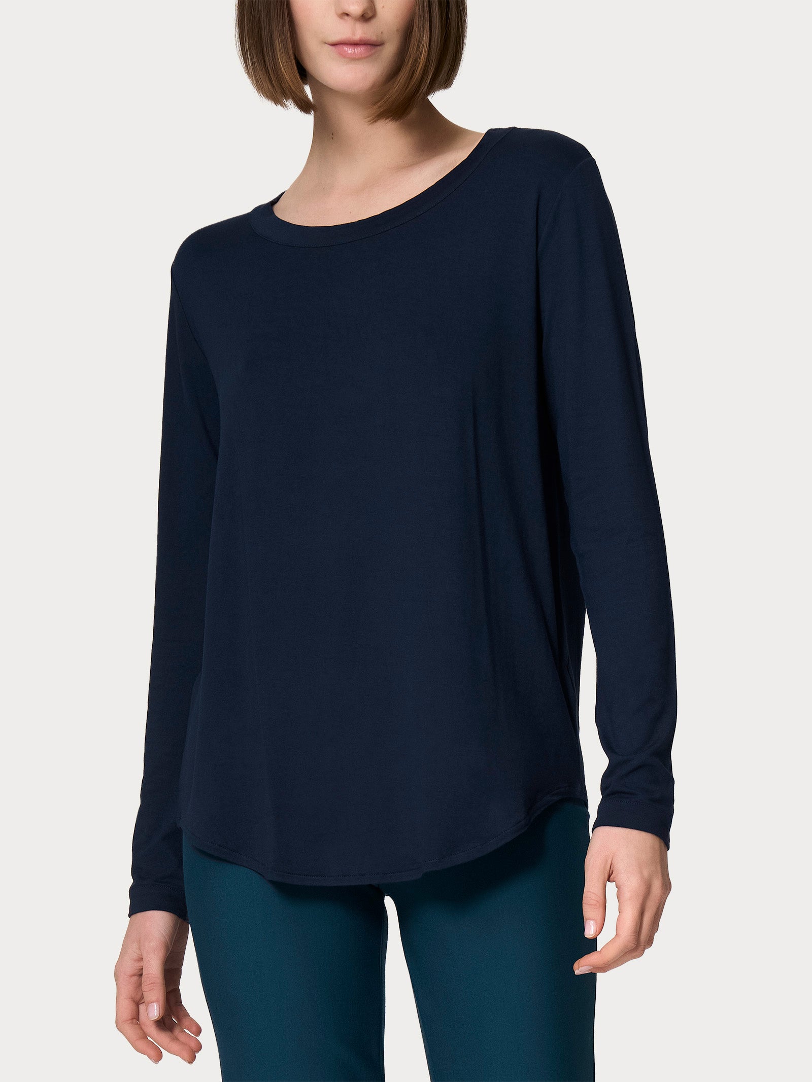 Maglietta girocollo con manica lunga in Viscosa Summer Blu Donna - Ragno