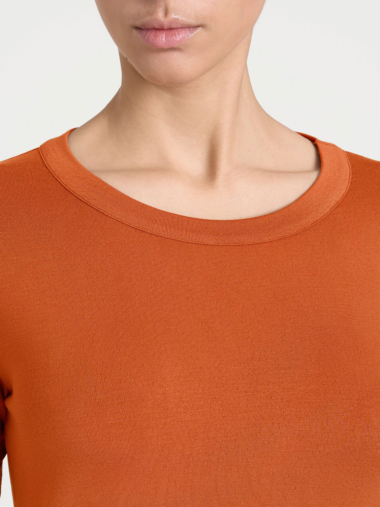 Maglietta girocollo con manica lunga in Eco Viscosa Arancioni Donna - Ragno