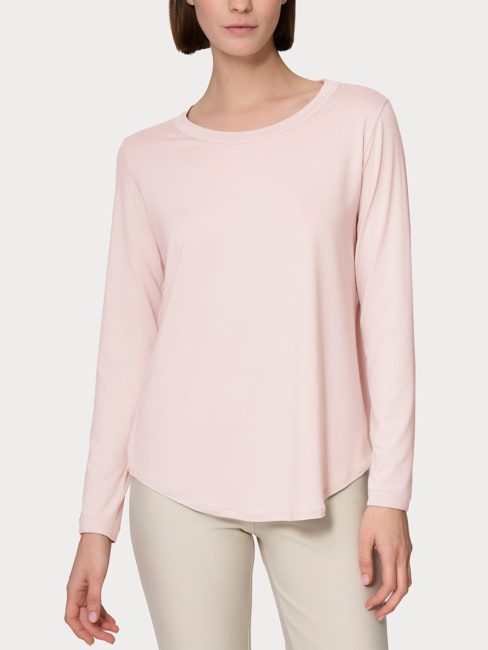 Maglietta girocollo con manica lunga in Eco Viscosa Rosa Donna - Ragno