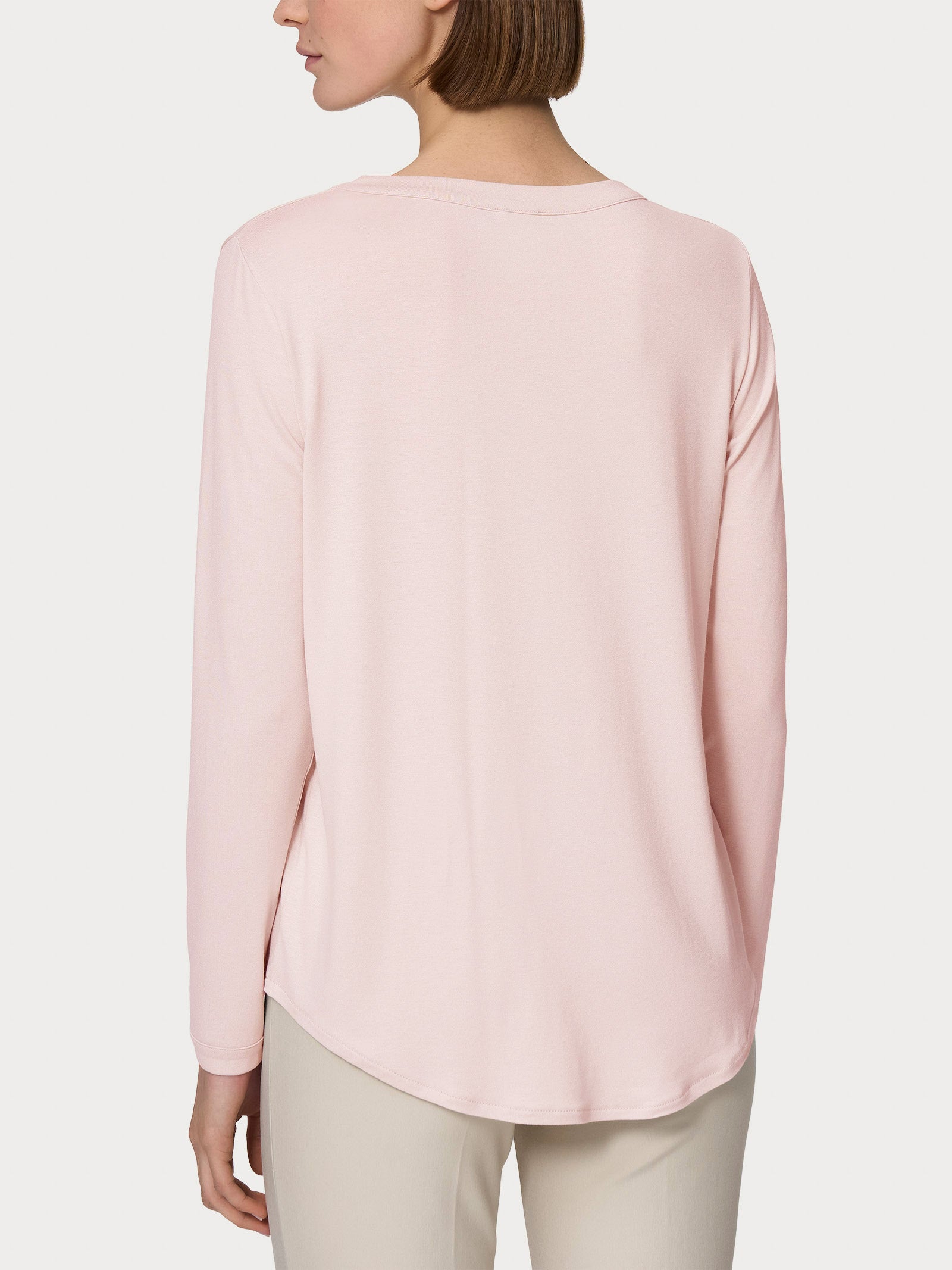 Maglietta girocollo con manica lunga in Eco Viscosa Rosa Donna - Ragno