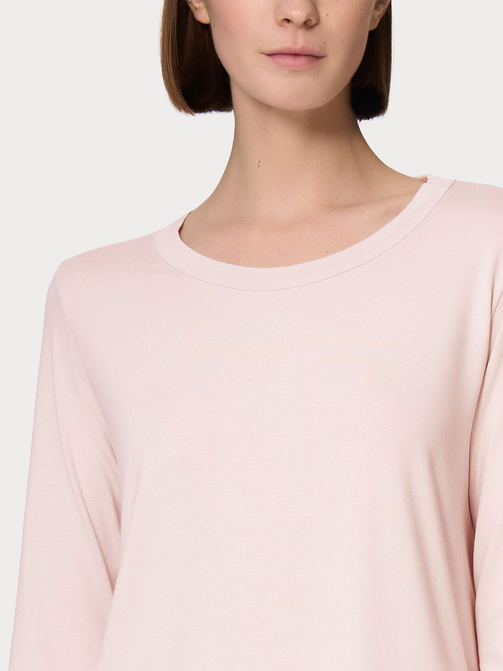 Maglietta girocollo con manica lunga in Eco Viscosa Rosa Donna - Ragno