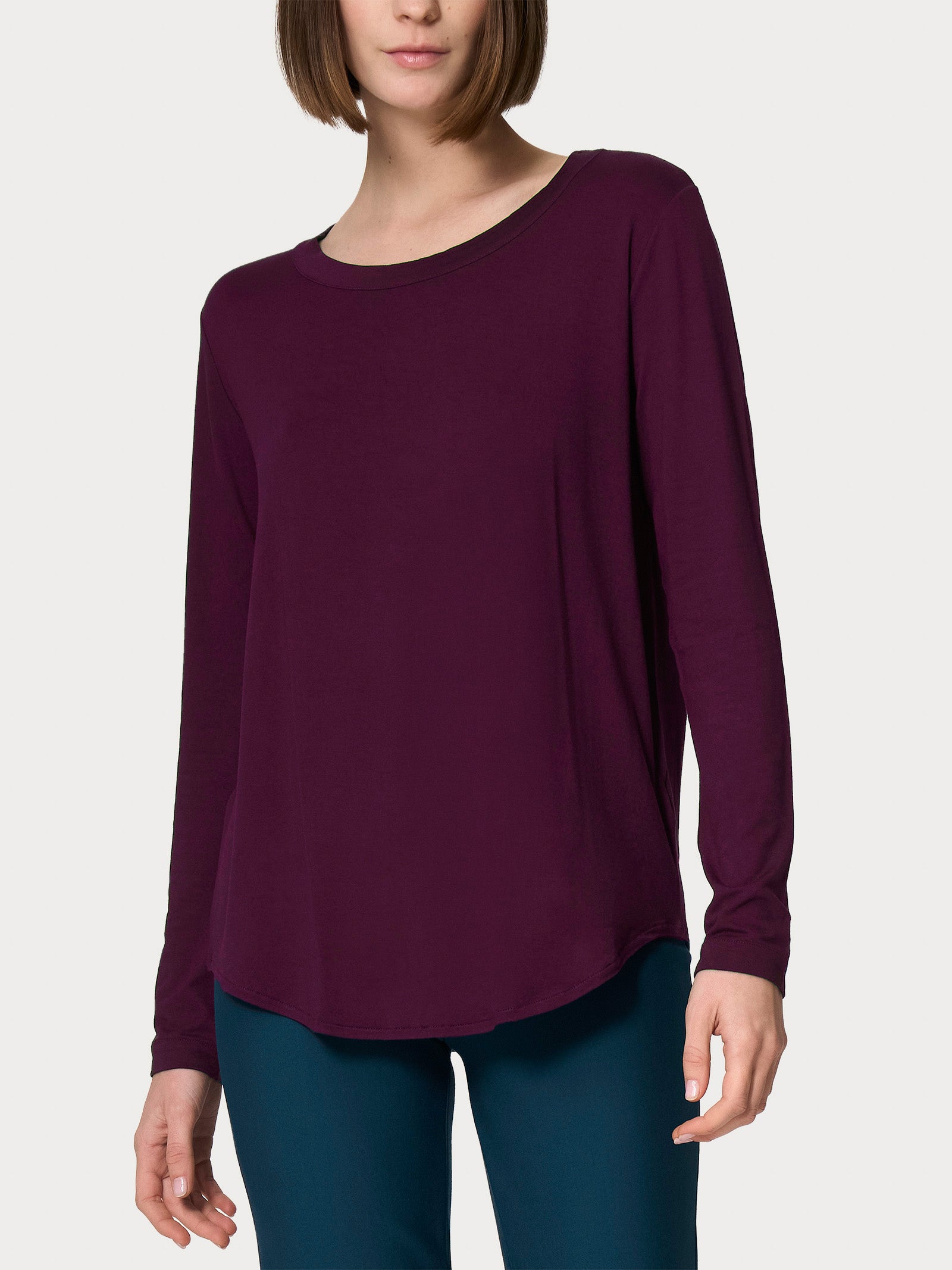 Maglietta girocollo con manica lunga in Eco Viscosa Viola Donna - Ragno