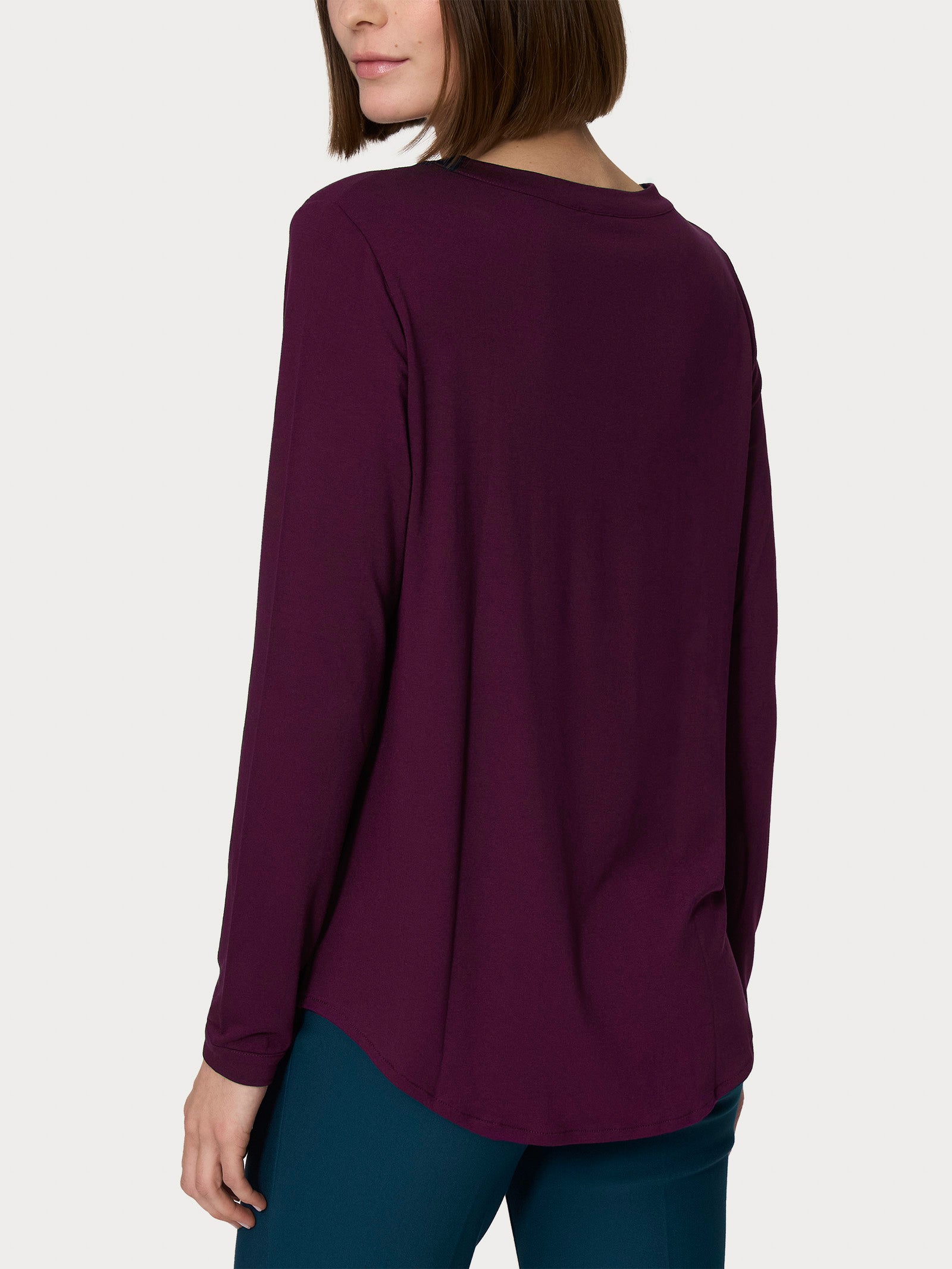 Maglietta girocollo con manica lunga in Eco Viscosa Viola Donna - Ragno