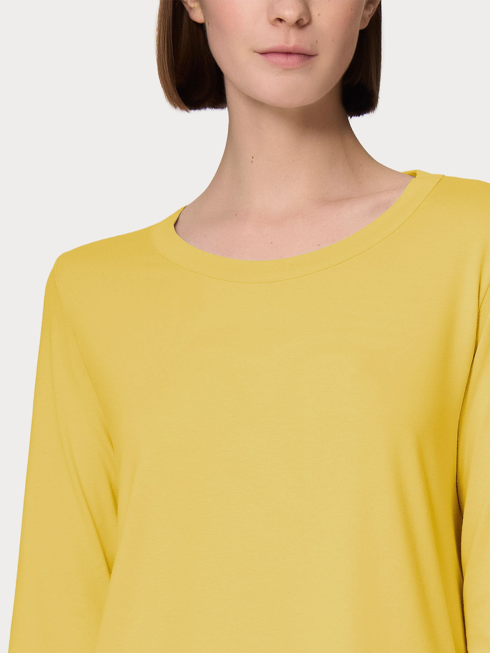 Maglietta girocollo con manica lunga in Eco Viscosa Gialli Donna - Ragno