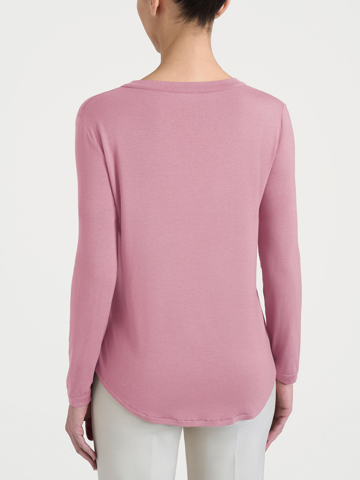 Maglietta girocollo con manica lunga in Jersey Strech Winter Viscosa Rosa Donna - Ragno