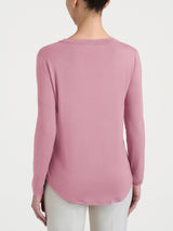 Maglietta girocollo con manica lunga in Jersey Strech Winter Viscosa Rosa Donna - Ragno