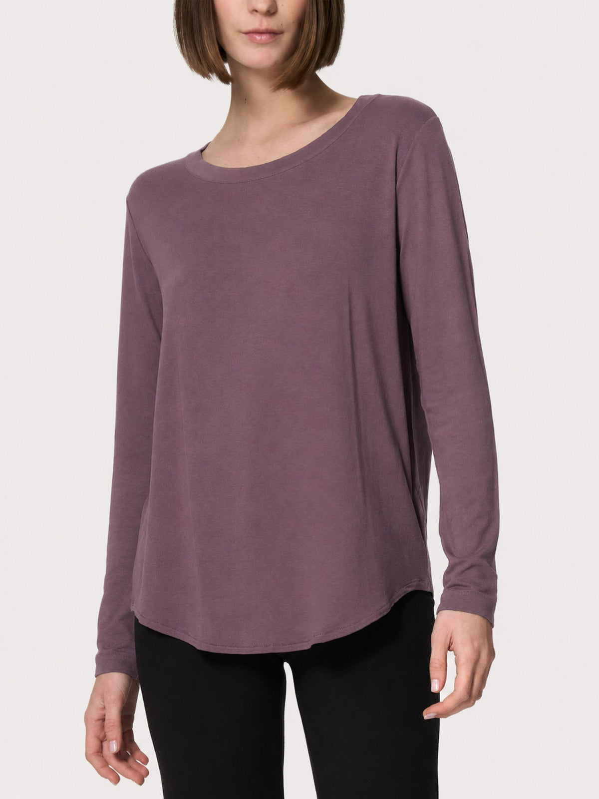 Maglietta girocollo con manica lunga in Jersey Strech Winter Viscosa Viola Donna - Ragno