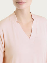 Women's Summer Viscose V-neck T-Shirt Pink - Ragno