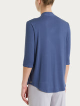 Sommer Viskose T-Shirt mit V-Ausschnitt Blau für Damen - Ragno