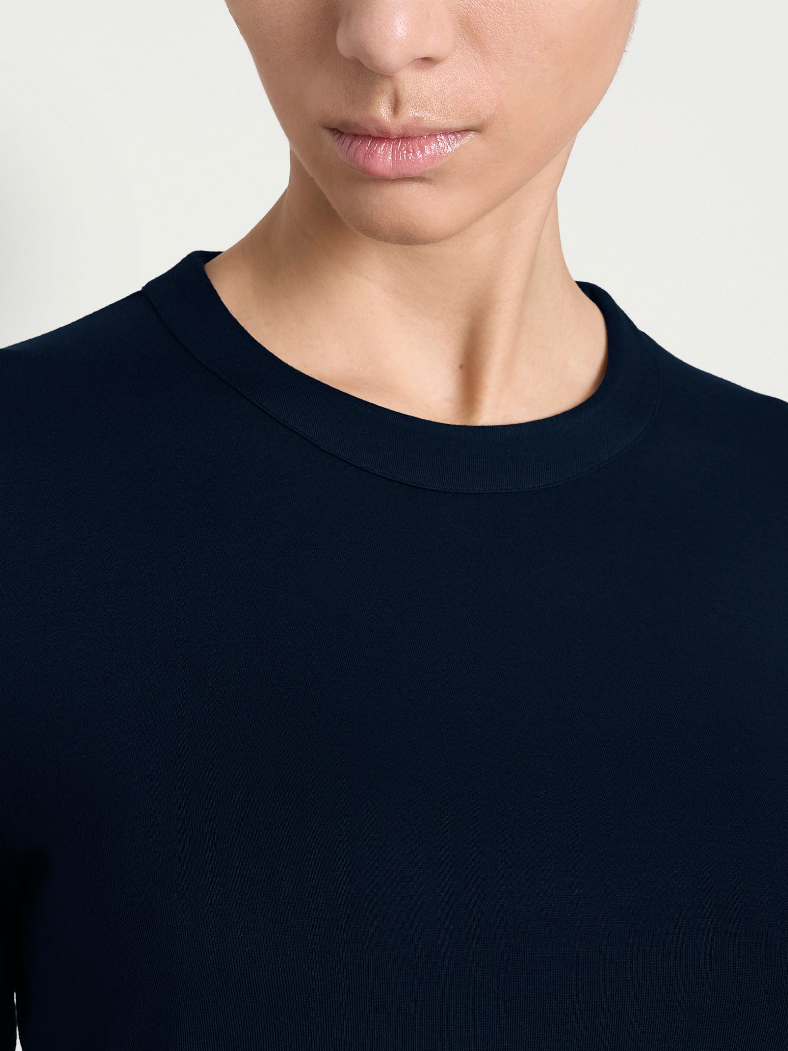 Maglietta a girocollo chiuso in Eco Viscosa Blu Donna - Ragno
