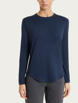 Maglietta a girocollo chiuso in Jersey Strech Winter Viscosa Blu Donna - Ragno