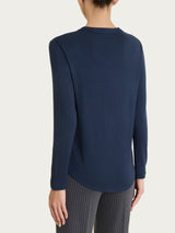 Maglietta a girocollo chiuso in Jersey Strech Winter Viscosa Blu Donna - Ragno