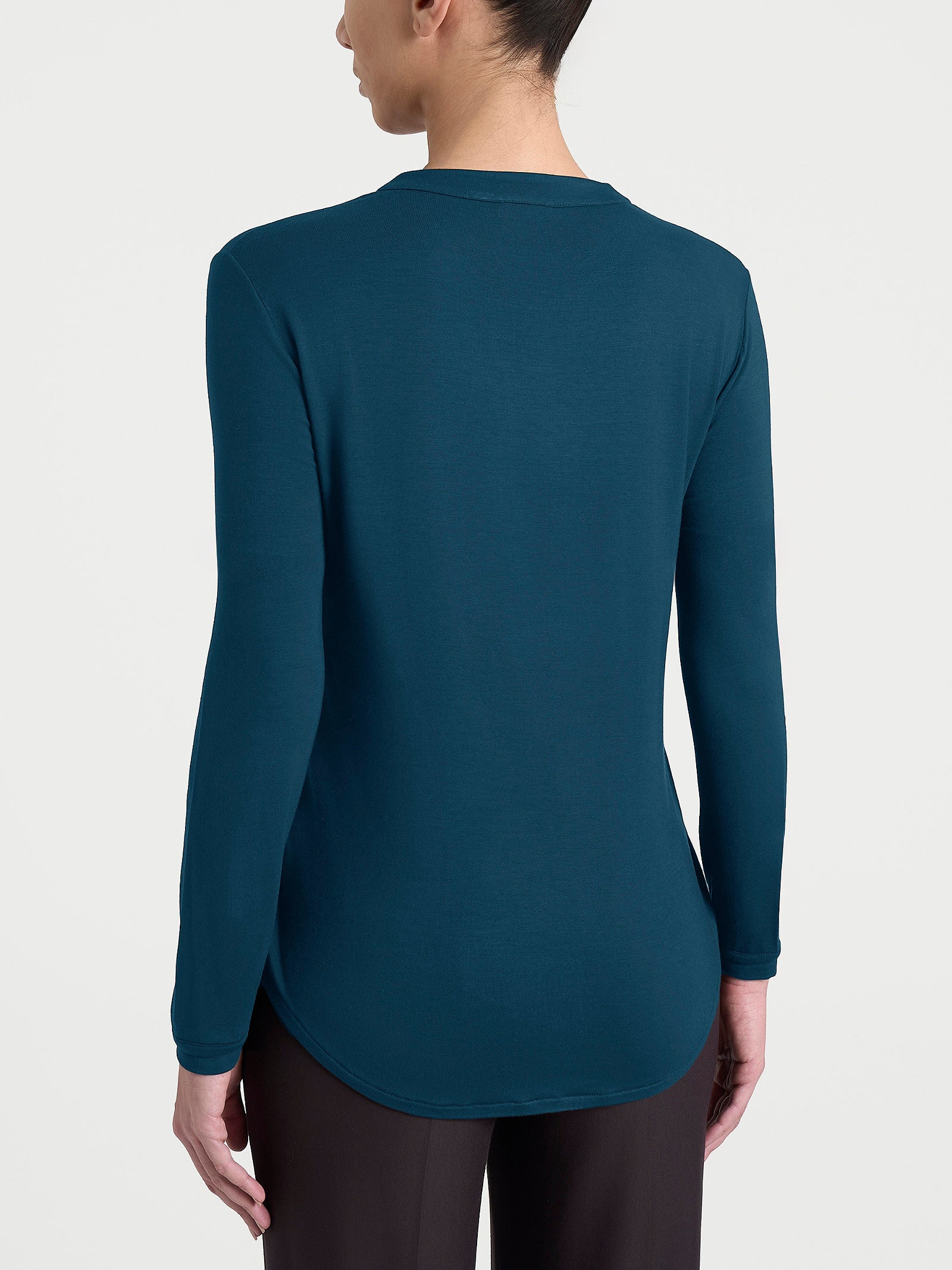 Maglietta a girocollo chiuso in Eco Viscosa Blu Donna - Ragno