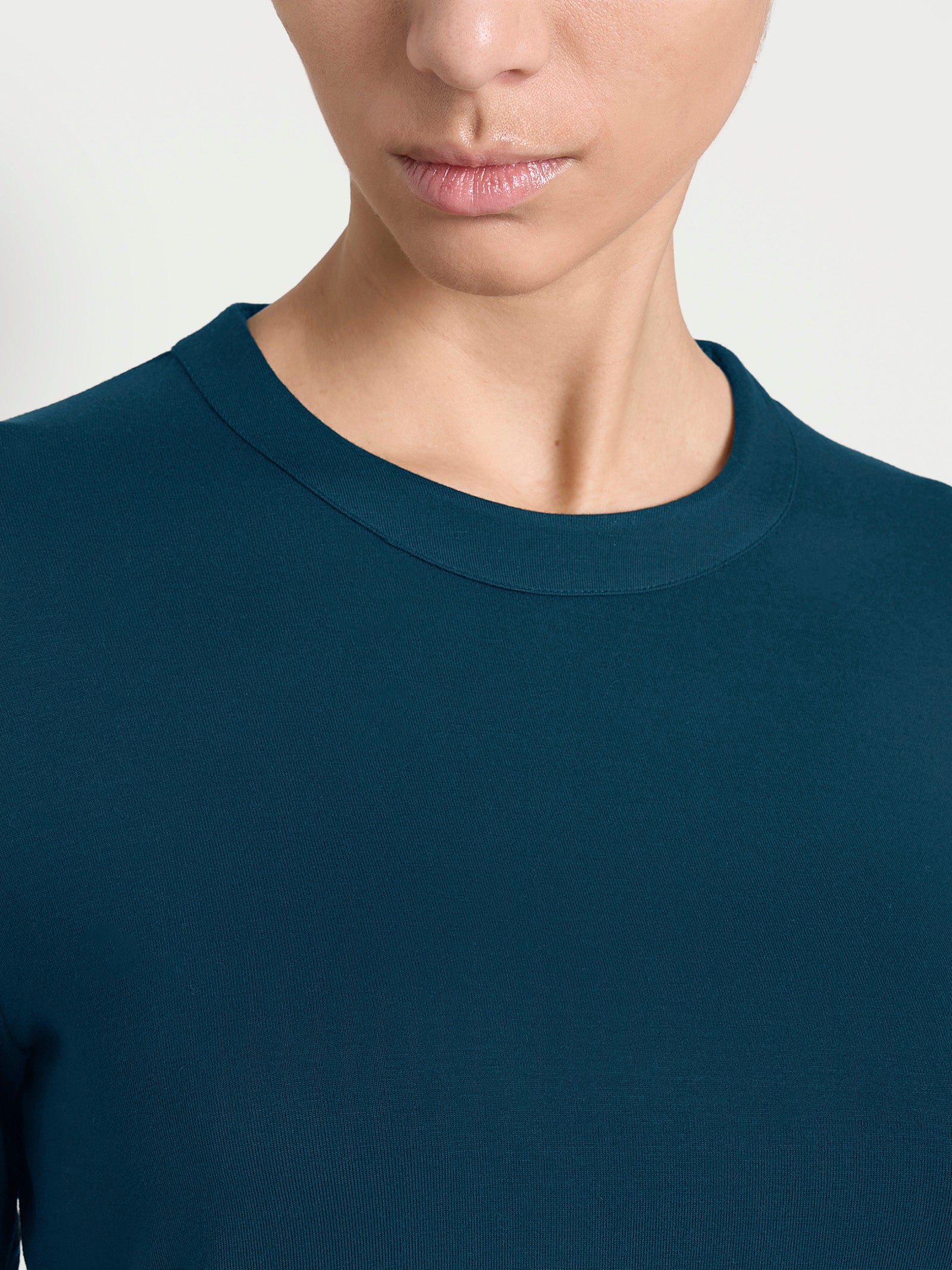 Maglietta a girocollo chiuso in Eco Viscosa Blu Donna - Ragno