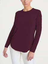 Camiseta de cuello redondo de jersey elástico de viscosa de invierno, color morado, para mujer - Ragno