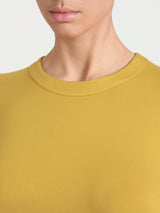 Women's Yellow Winter Viscose Stretch Jersey Crew-Neck T-Shirt - Ragno