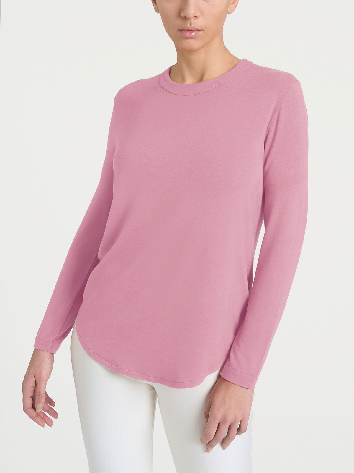 Maglietta a girocollo chiuso in Jersey Strech Winter Viscosa Rosa Donna - Ragno