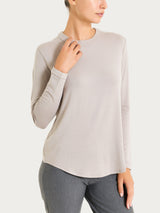 Women's Gray Winter Stretch Viscose Jersey T-Shirt with Crew-Neck - Ragno