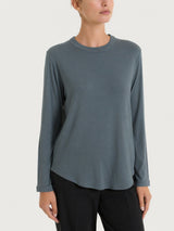 Women's Gray Winter Viscose Stretch Jersey Crew-Neck T-Shirt - Ragno