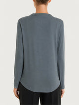Women's Gray Winter Viscose Stretch Jersey Crew-Neck T-Shirt - Ragno