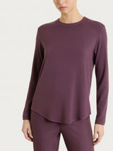 Camiseta de cuello redondo de jersey elástico de viscosa de invierno, color morado, para mujer - Ragno