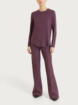 Camiseta de cuello redondo de jersey elástico de viscosa de invierno, color morado, para mujer - Ragno