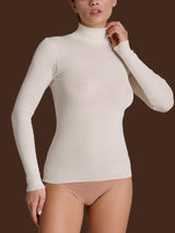 Lana Seta - Dolcevita in costina di lana e seta Bianchi Donna - Ragno