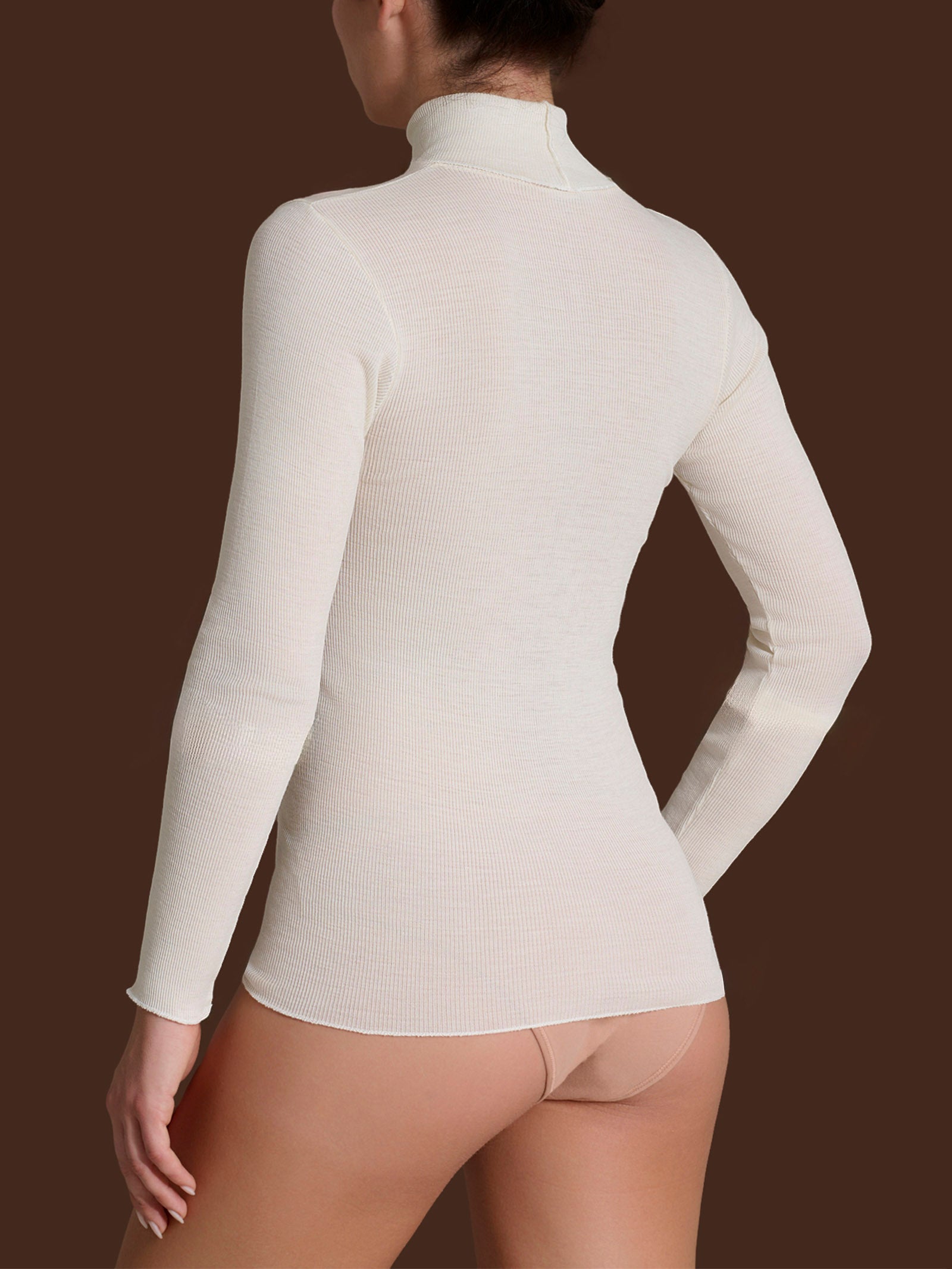 Lana Seta - Dolcevita in costina di lana e seta Bianchi Donna - Ragno